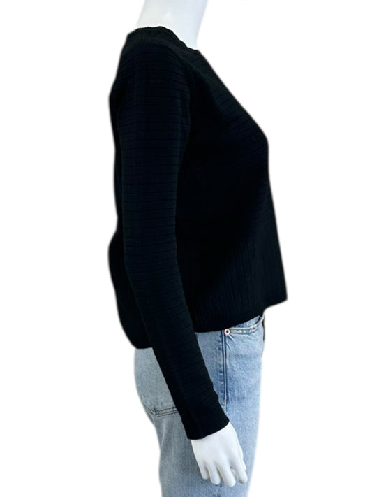 WHITE + WARREN Black Ribbed Sweater Size M