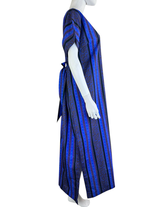 The J. Peterman Company Blue Striped Maxi Dress Size M