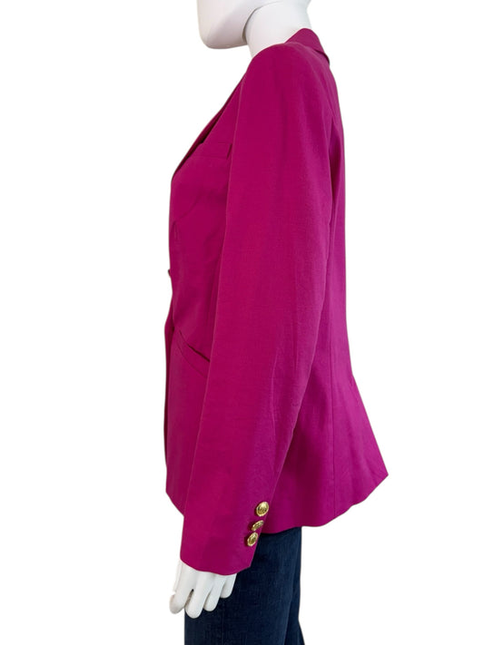 Talbots Fuchsia Linen Blend Double Breasted Blazer Size 6