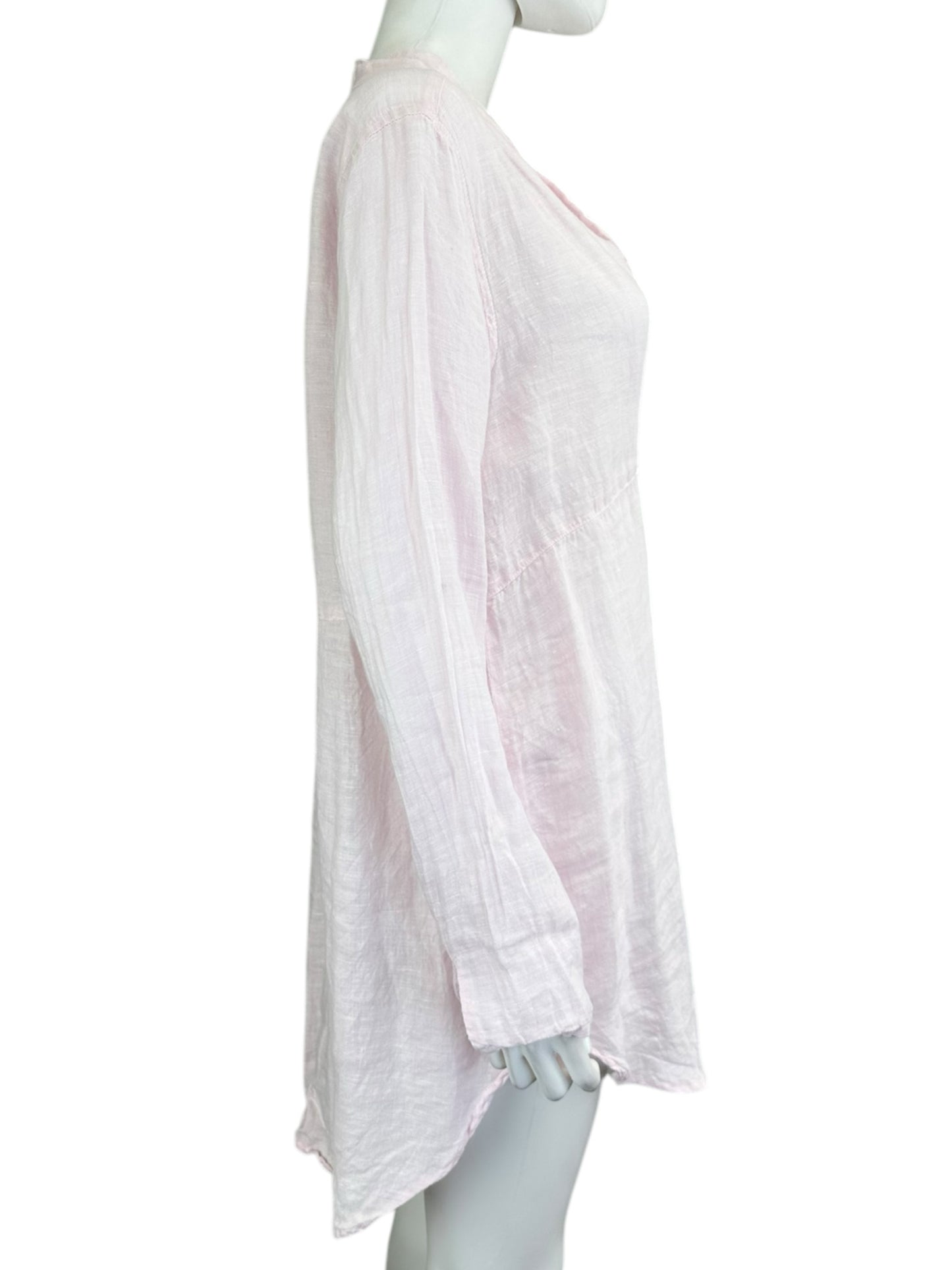 cp shade Light Pink Linen Long Sleeve Shirt Dress Size XS