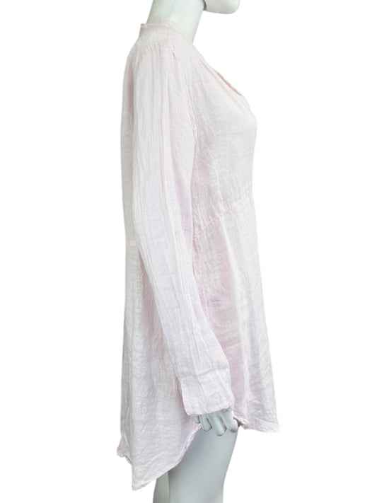 cp shade Light Pink Linen Long Sleeve Shirt Dress Size XS