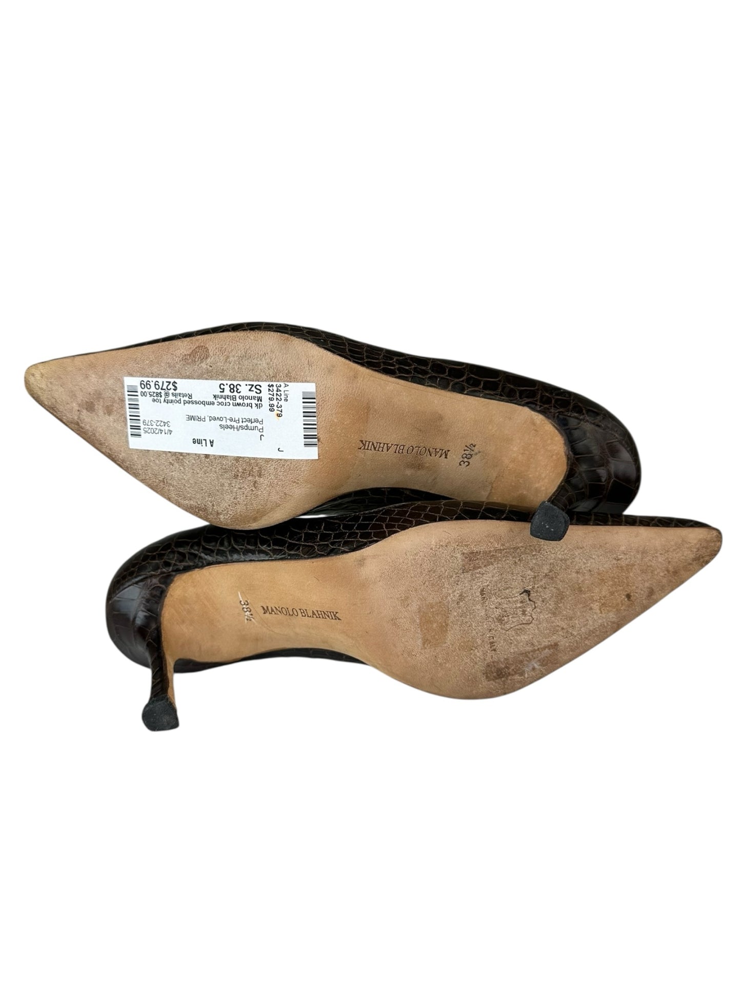 Manolo Blahnik Brown Crocodile Pumps Size 38.5