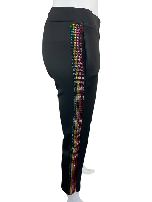 PAM&GELA Black Cropped Rhinestone Pants Size S