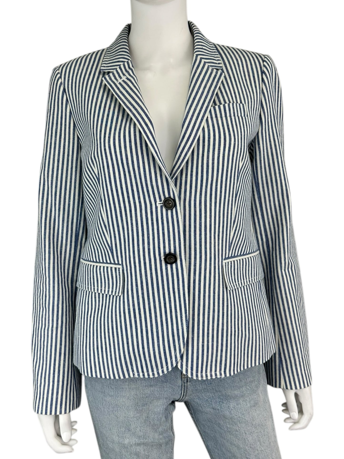 J. Crew Blue and White Striped Blazer Size 10