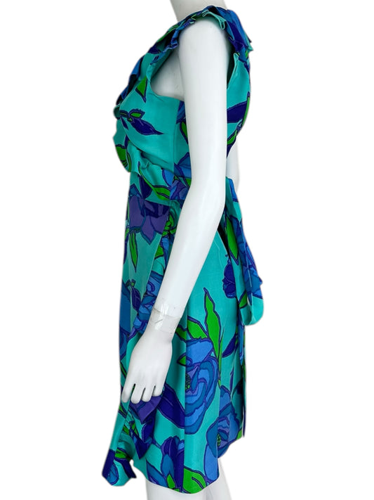 Kate Spade 100% Silk Blue Floral Wrap Dress Size M