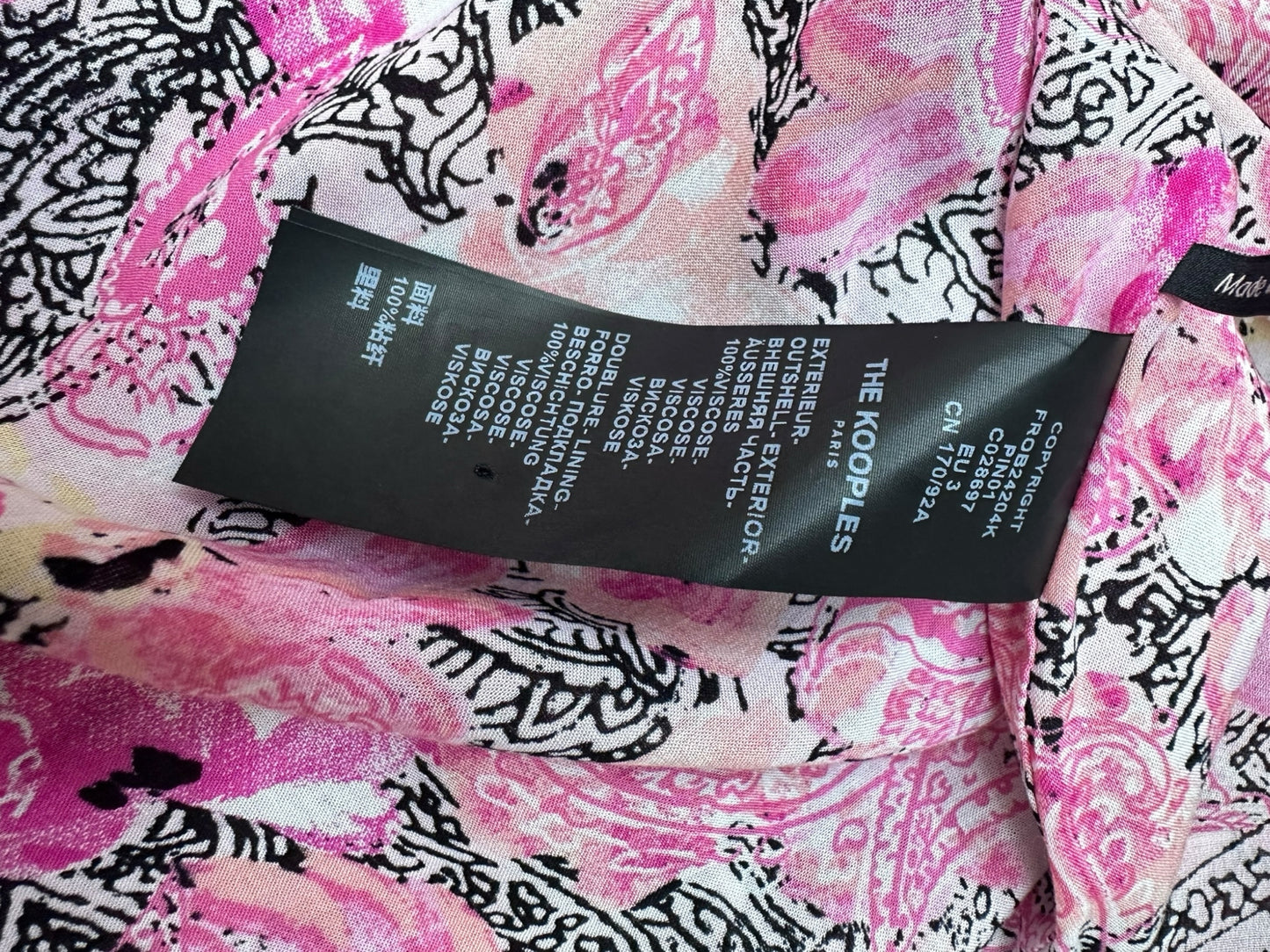 THE KOOPLES Pink Floral Midi Dress Size 3