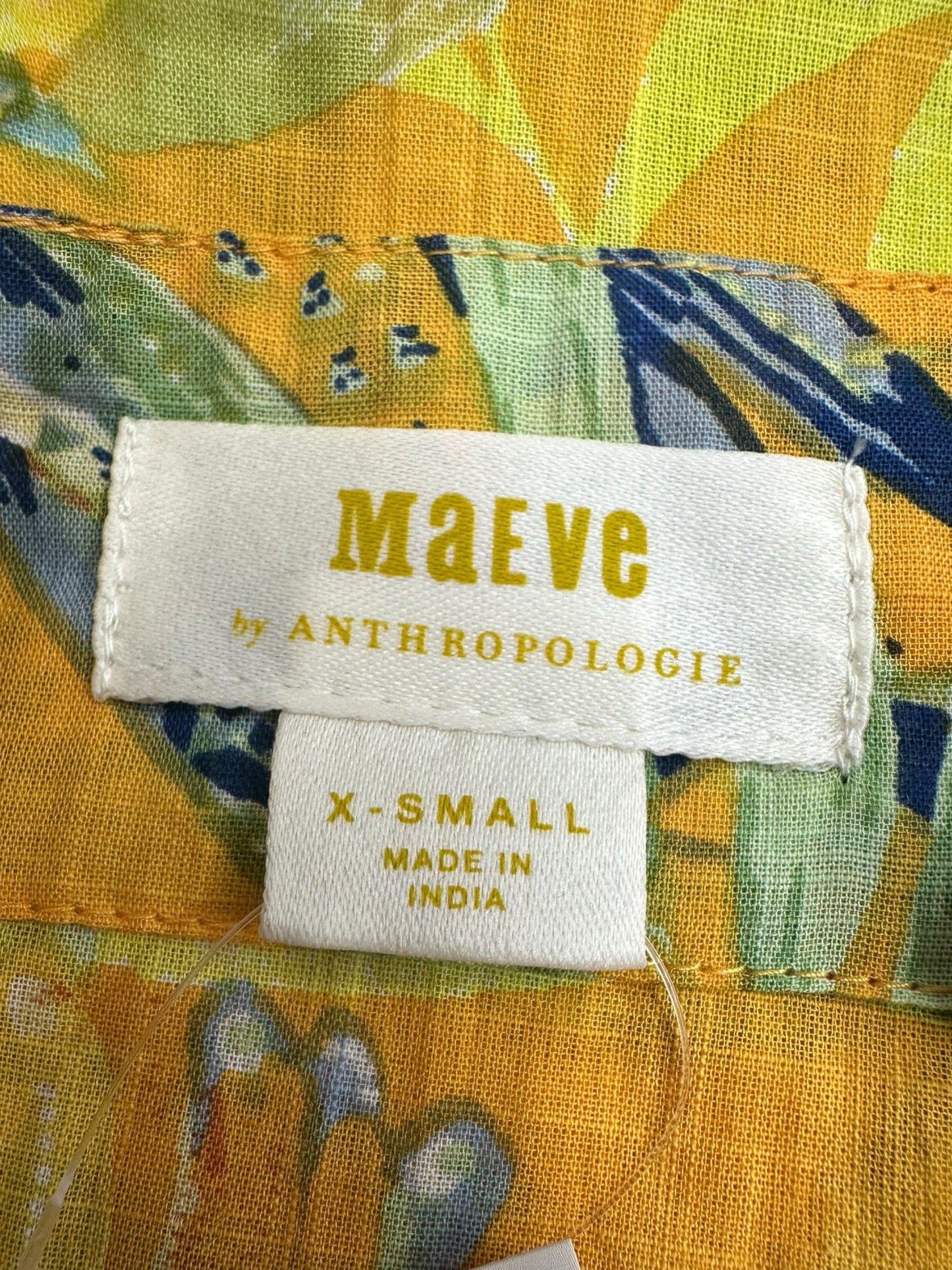 maeve Yellow Button Down Blouse Size XS