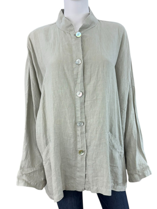 bryn walker Tan 100% Linen Jacket Size 1X