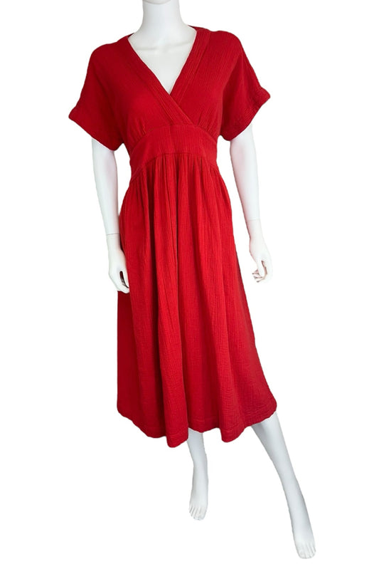 HATCH Red 100% Cotton Gauze Dress Size 2