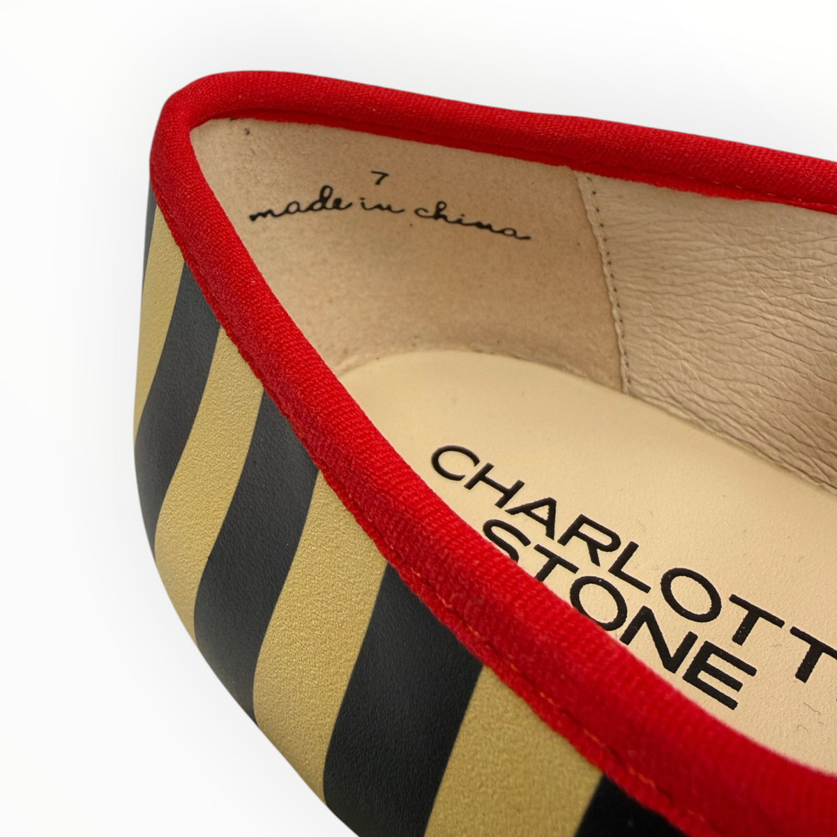 CHARLOTTE STONE Raleigh Leather Striped Mary Jane Flats Size 7