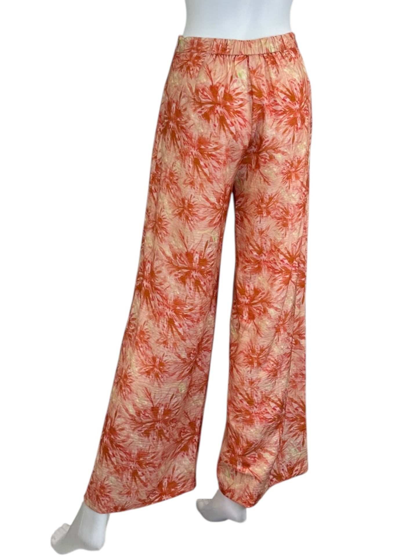 LUCY PARIS WT Coral Watercolor Wide Leg Pants XS