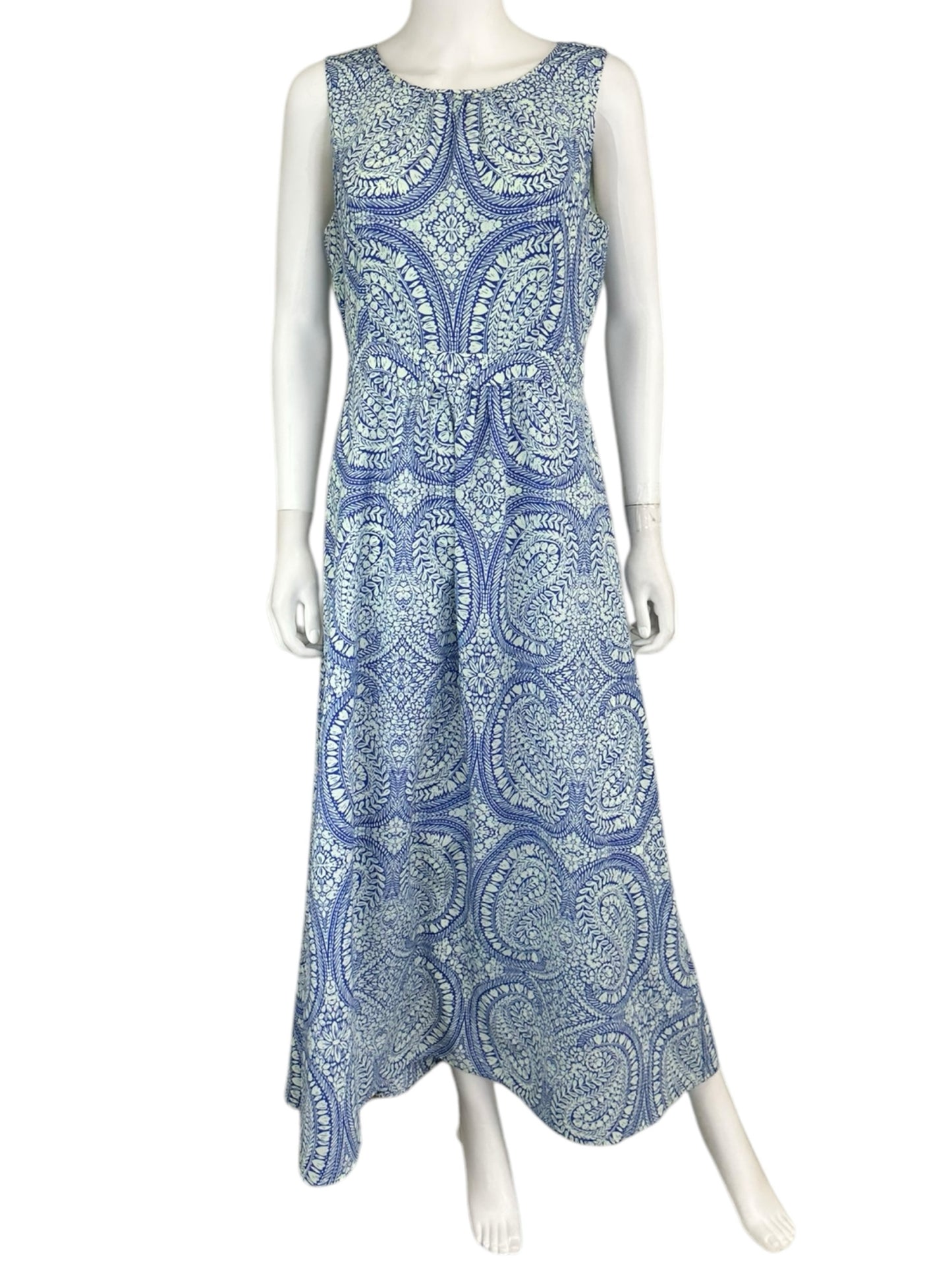 Talbots Blue and Mint Patterned Maxi Dress Size S