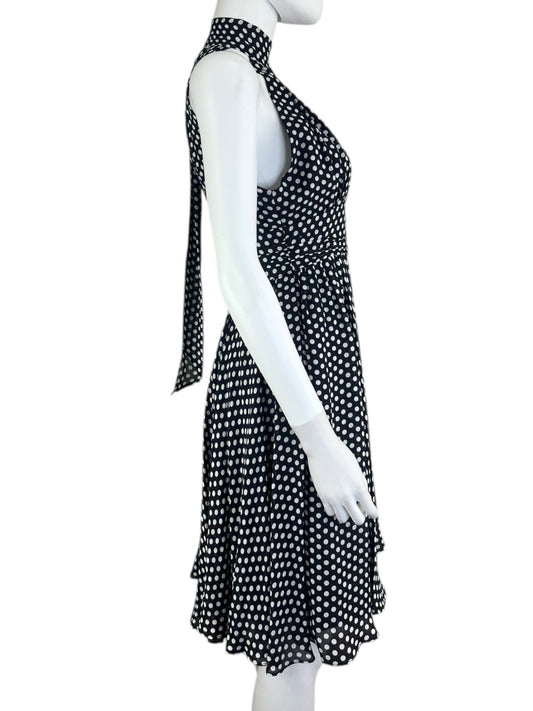 MILLY Black Polka Dot Halter Mini Dress Size 4