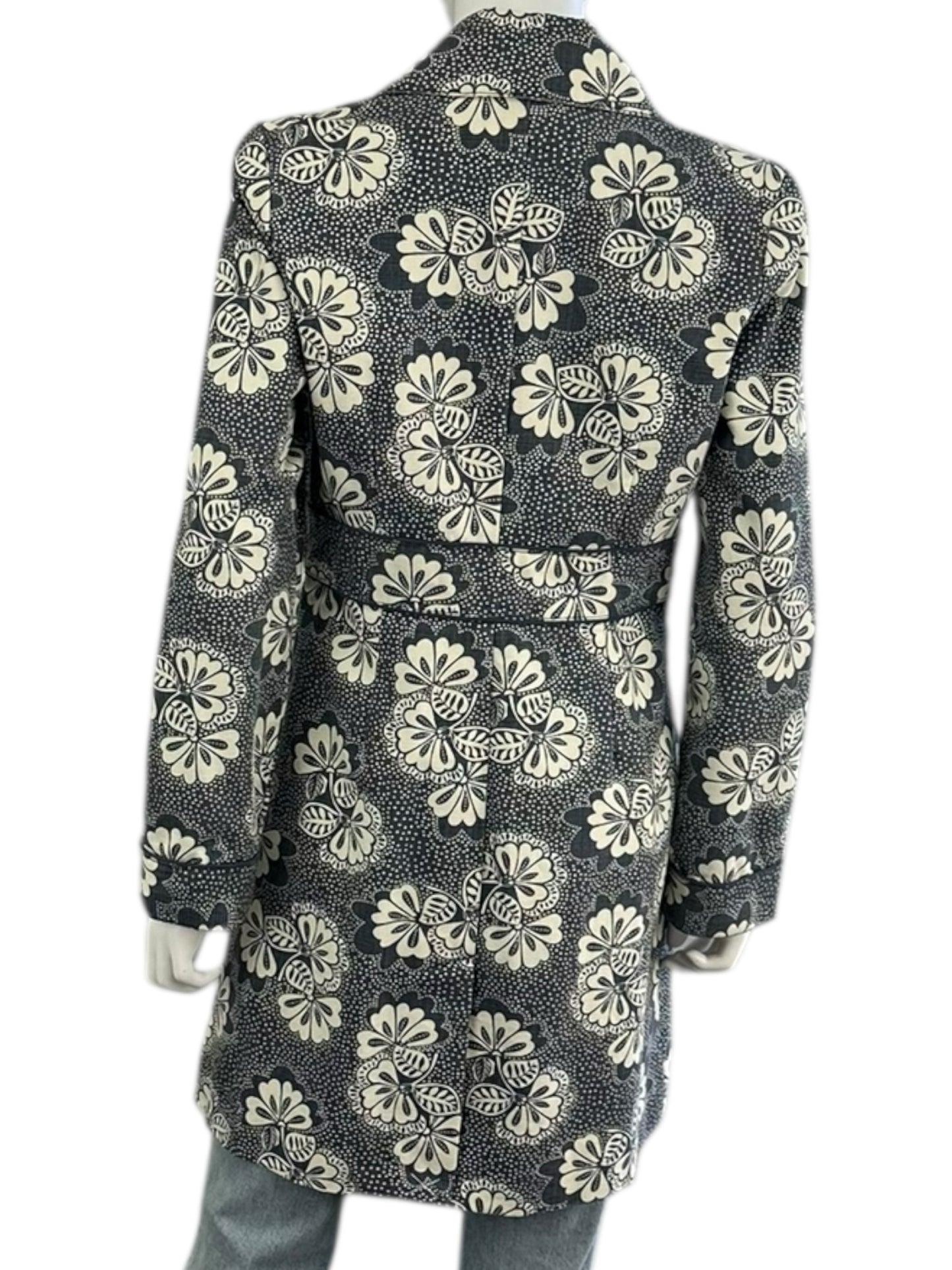 boden Blue Floral Trench Coat Size 10