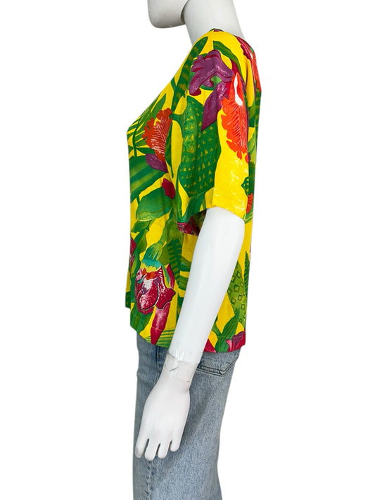 Vintge Karen Kane Tropical Floral Print Top Size 4