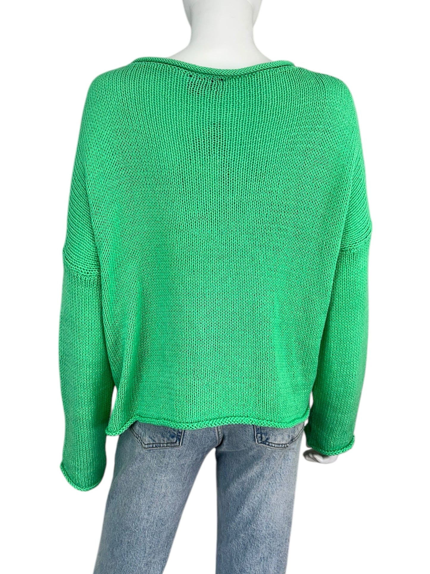 Wooden Ships NWT Green Rose Sweater Size S/M