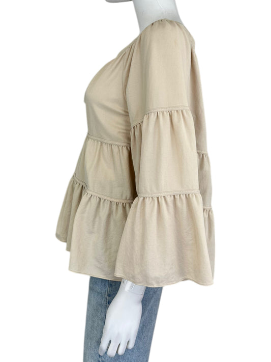 REBECCA TAYLOR Cream Tiered Blouse Size M