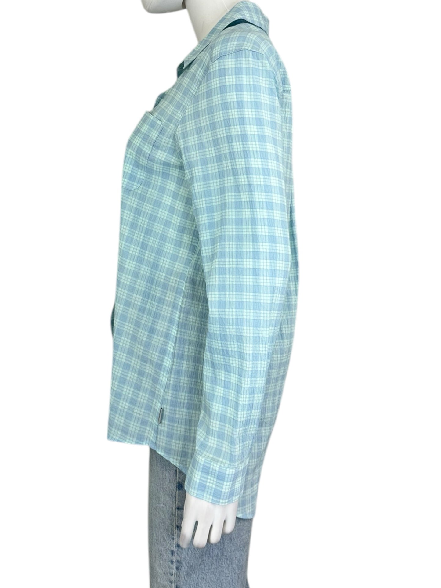 Eddie Bauer NWT Teal Plaid Button-Down Shirt Size M