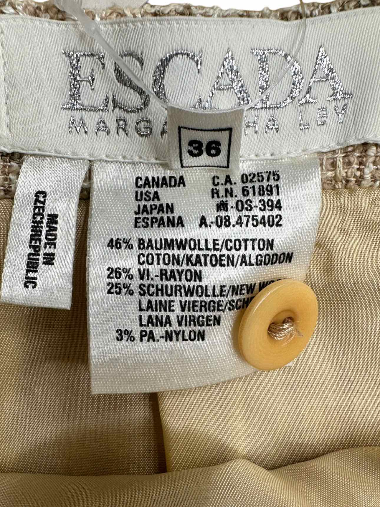 ESCADA Tan Tweed Skirt Size 36