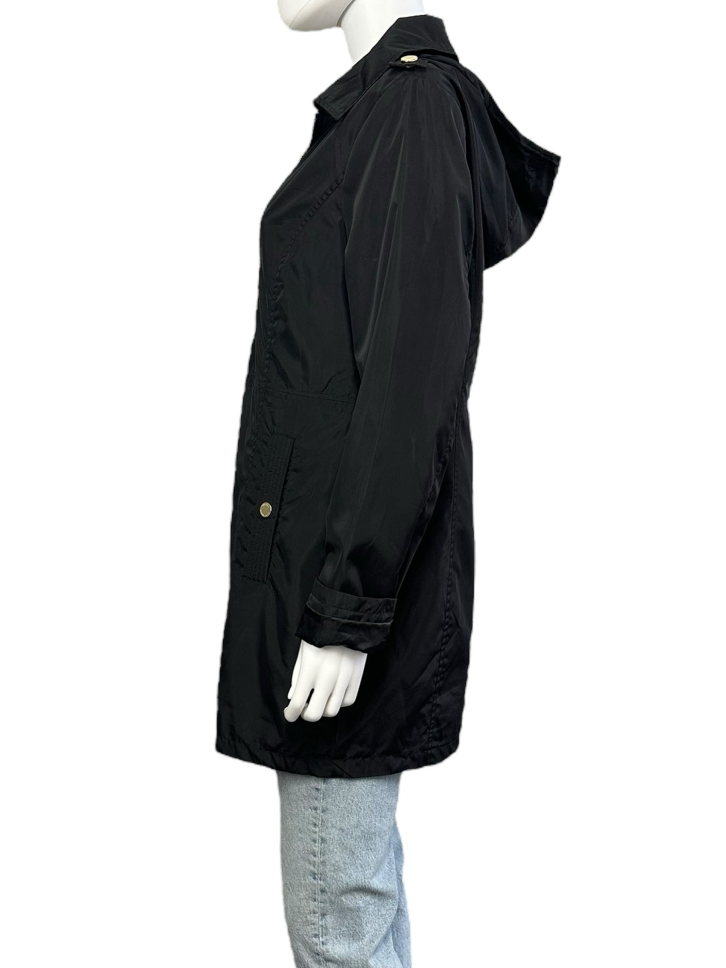 MICHAEL Michael Kors Black Hooded Raincoat Size M