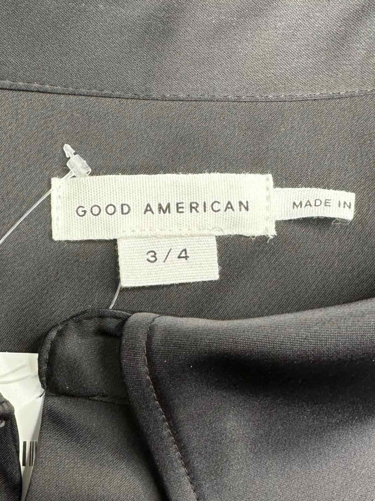 GOOD AMERICAN NWT Black Satin Button-down Size XL