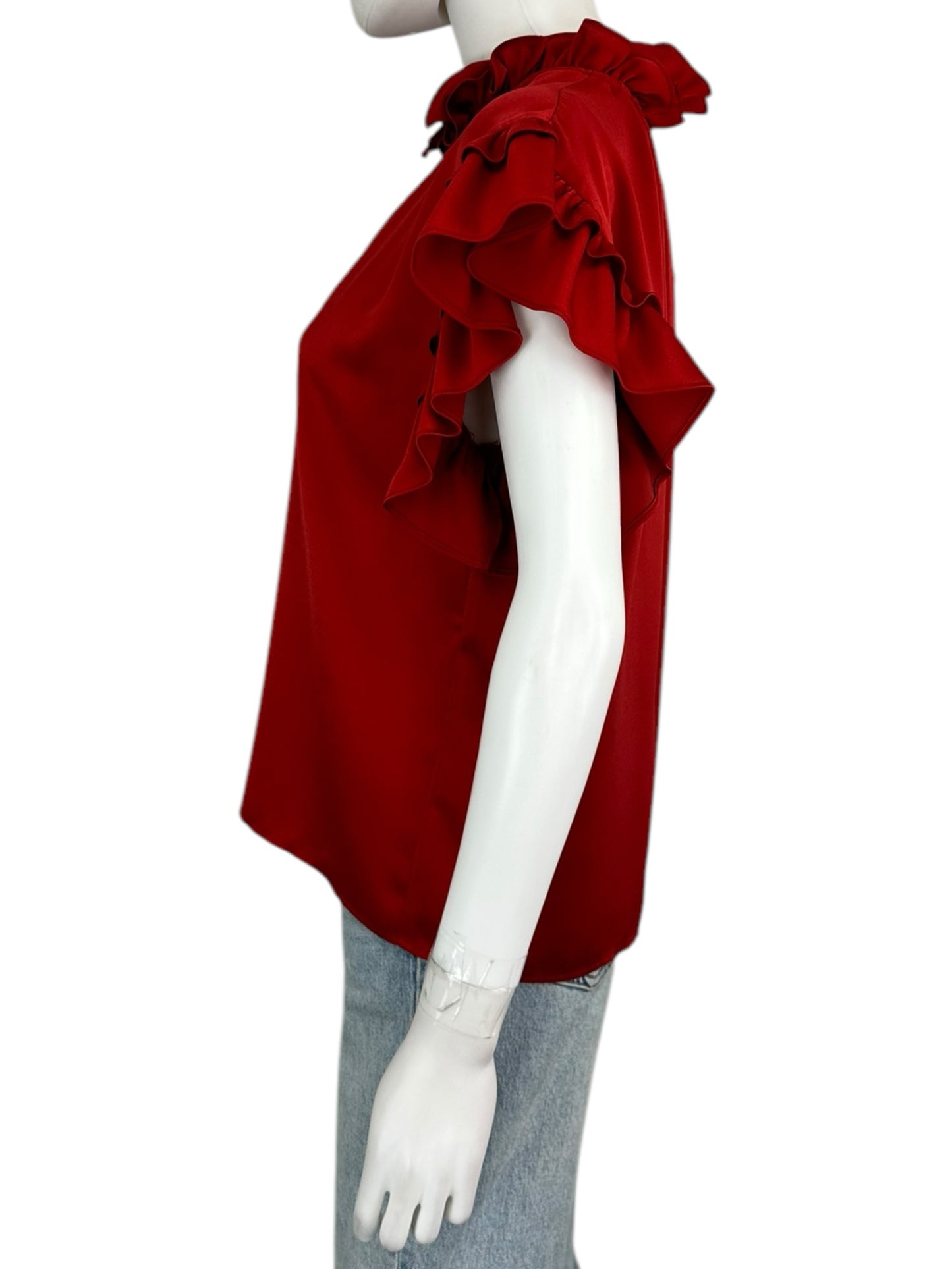 KOCH Red Ruffle Blouse Size S