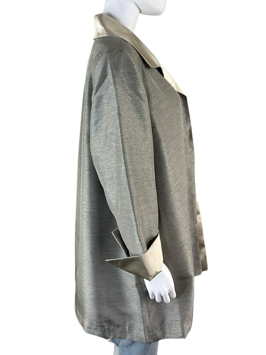 Chico's NWT Pewter Shantung Topper Coat Size 8/10