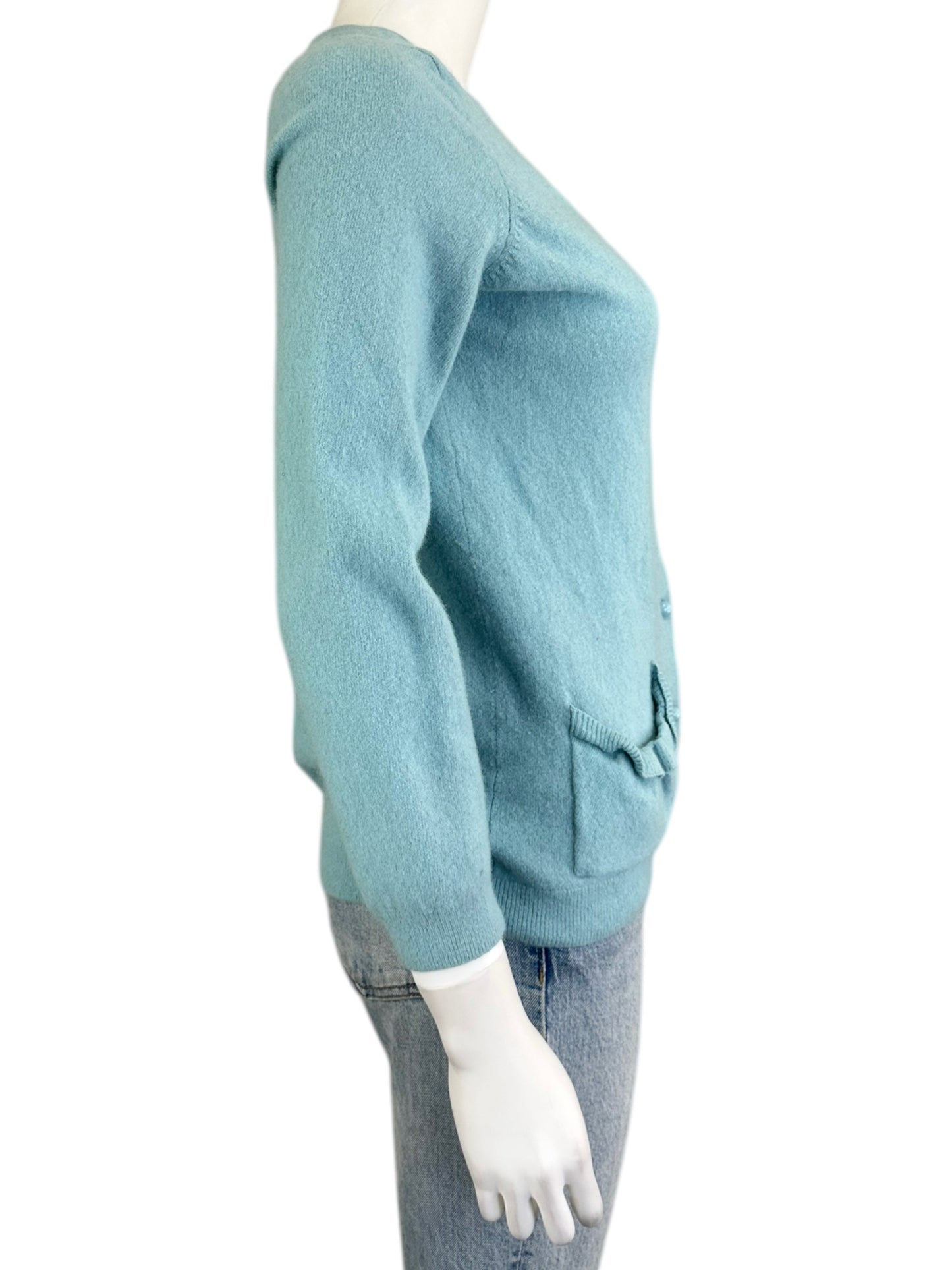 Talbots Blue Lambswool & Angora Sweater Cardigan Size S