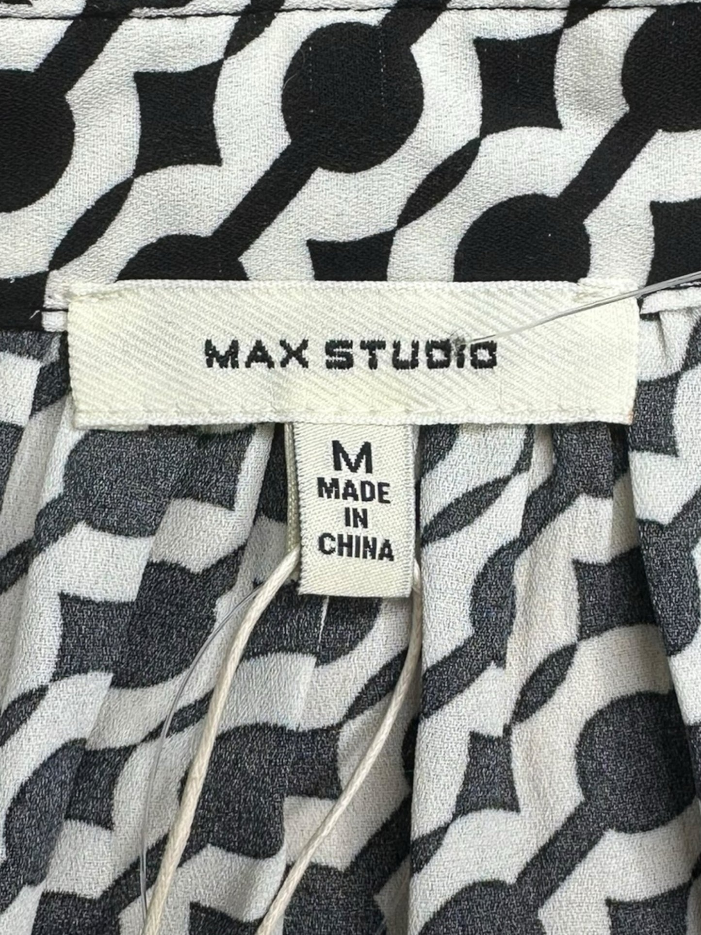 MAX STUDIO Black Geo Print Blouse Size M
