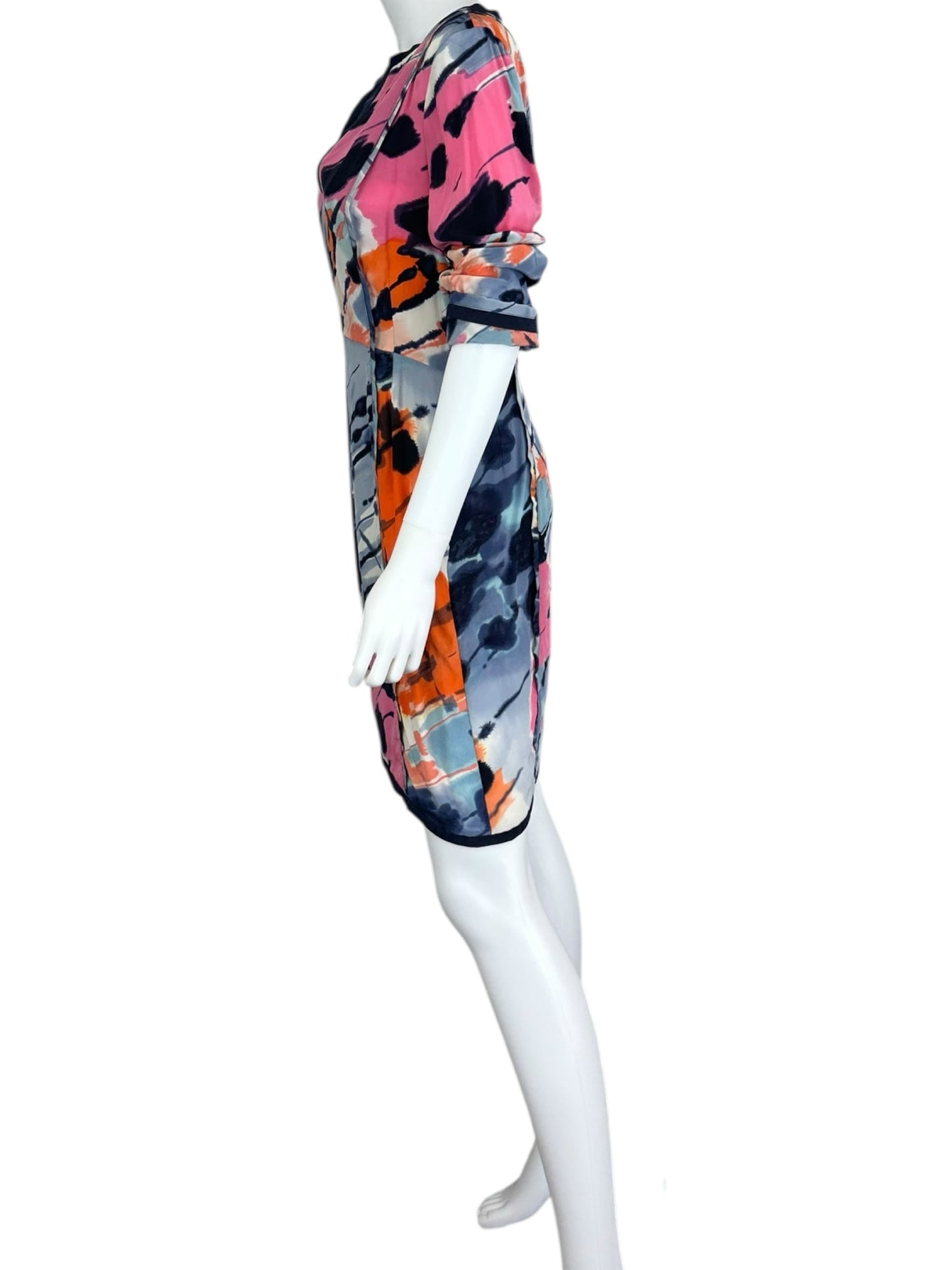 BCBGMAXAZRIA Multi-colored Silk Print Dress Size 6