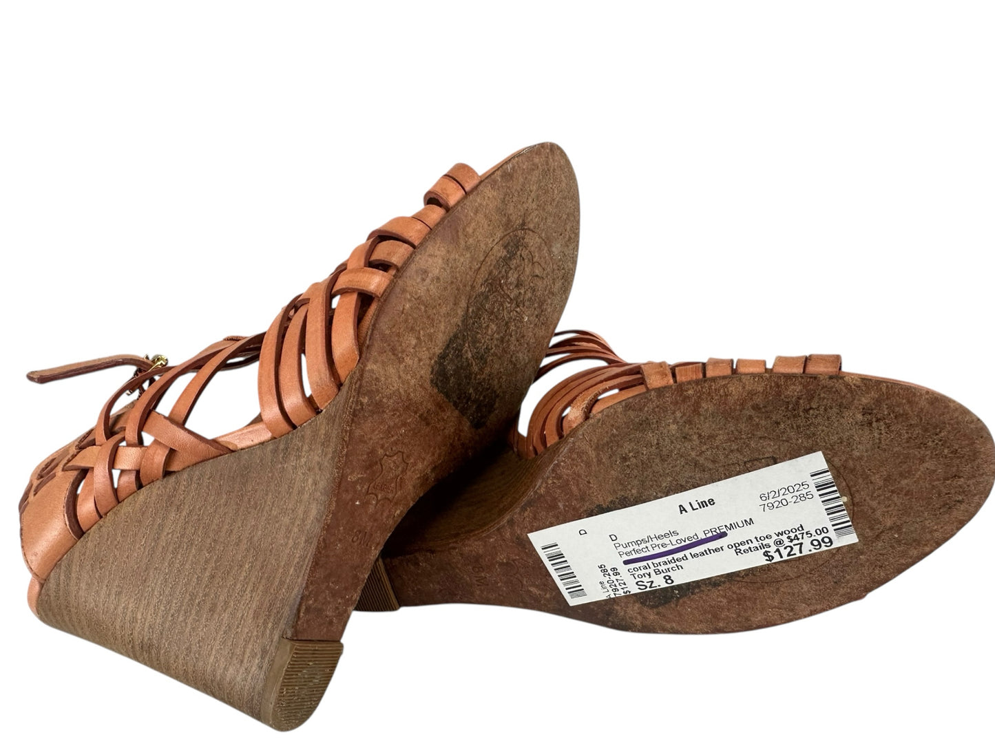 Tory Burch Brown Leather Nadia Wedges Size 8