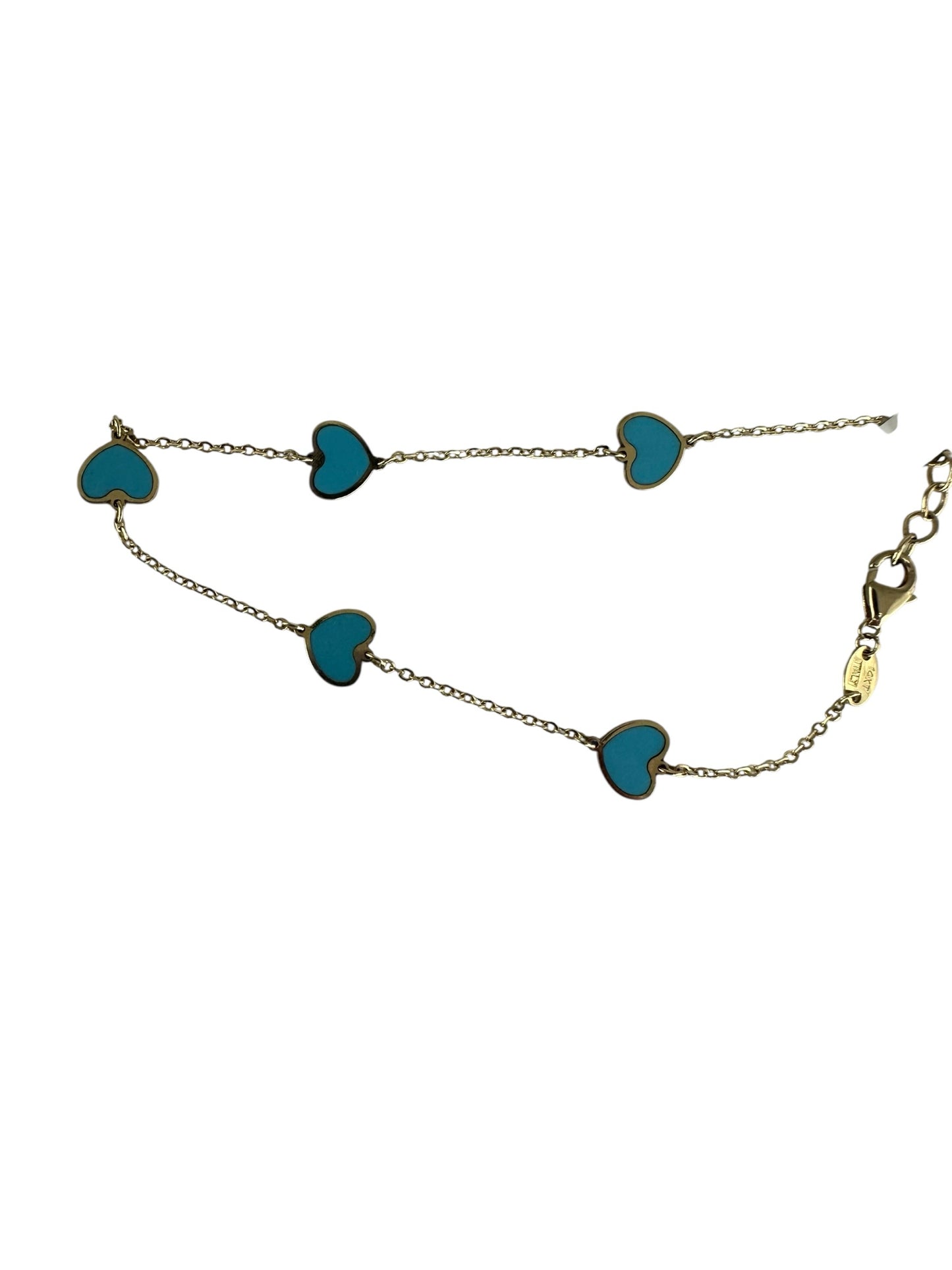 14K Gold Turquoise Heart Inlay Bracelet