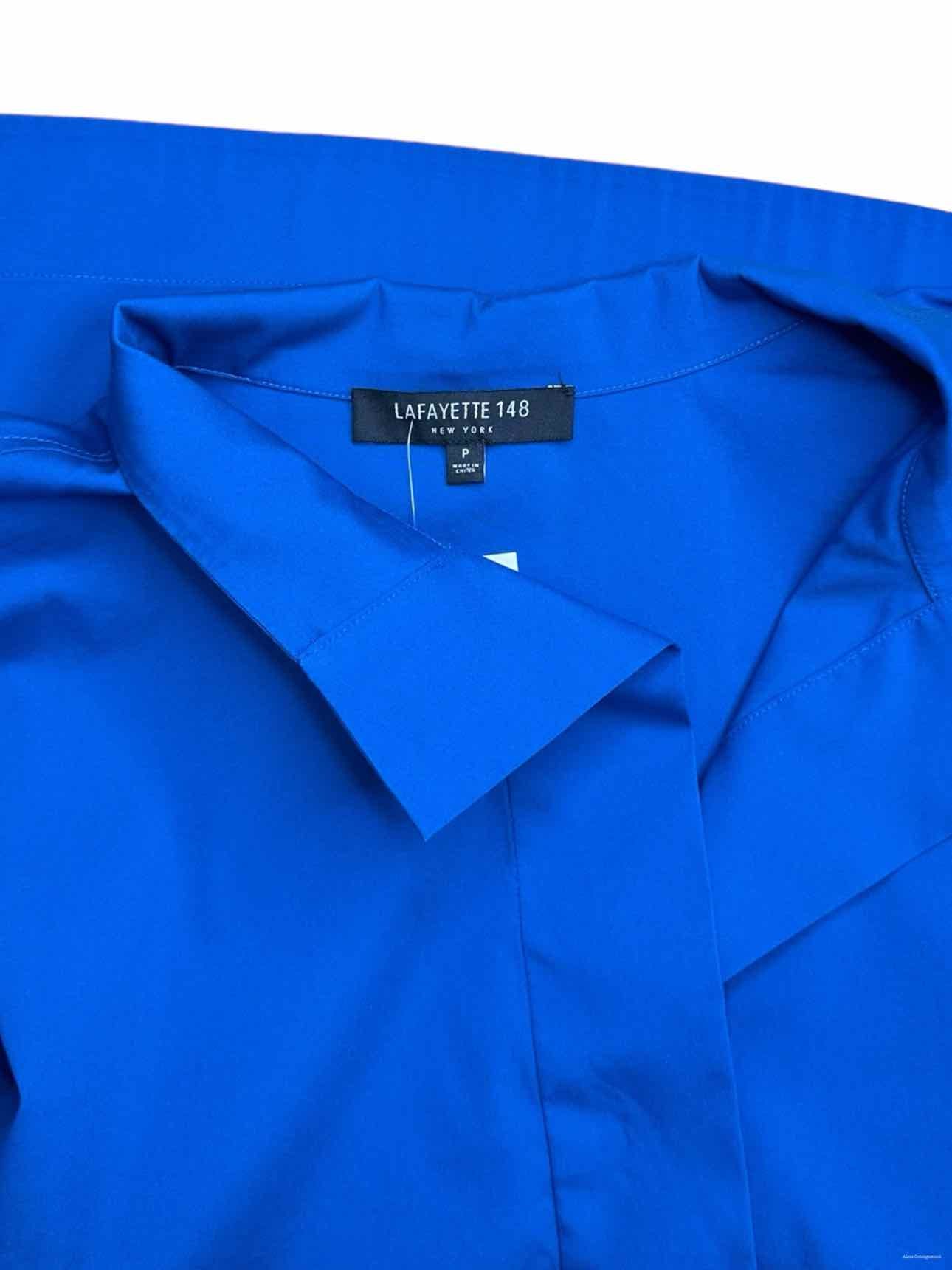 LAFAYETTE 148 NEW YORK Blue Split Neck Top Size S
