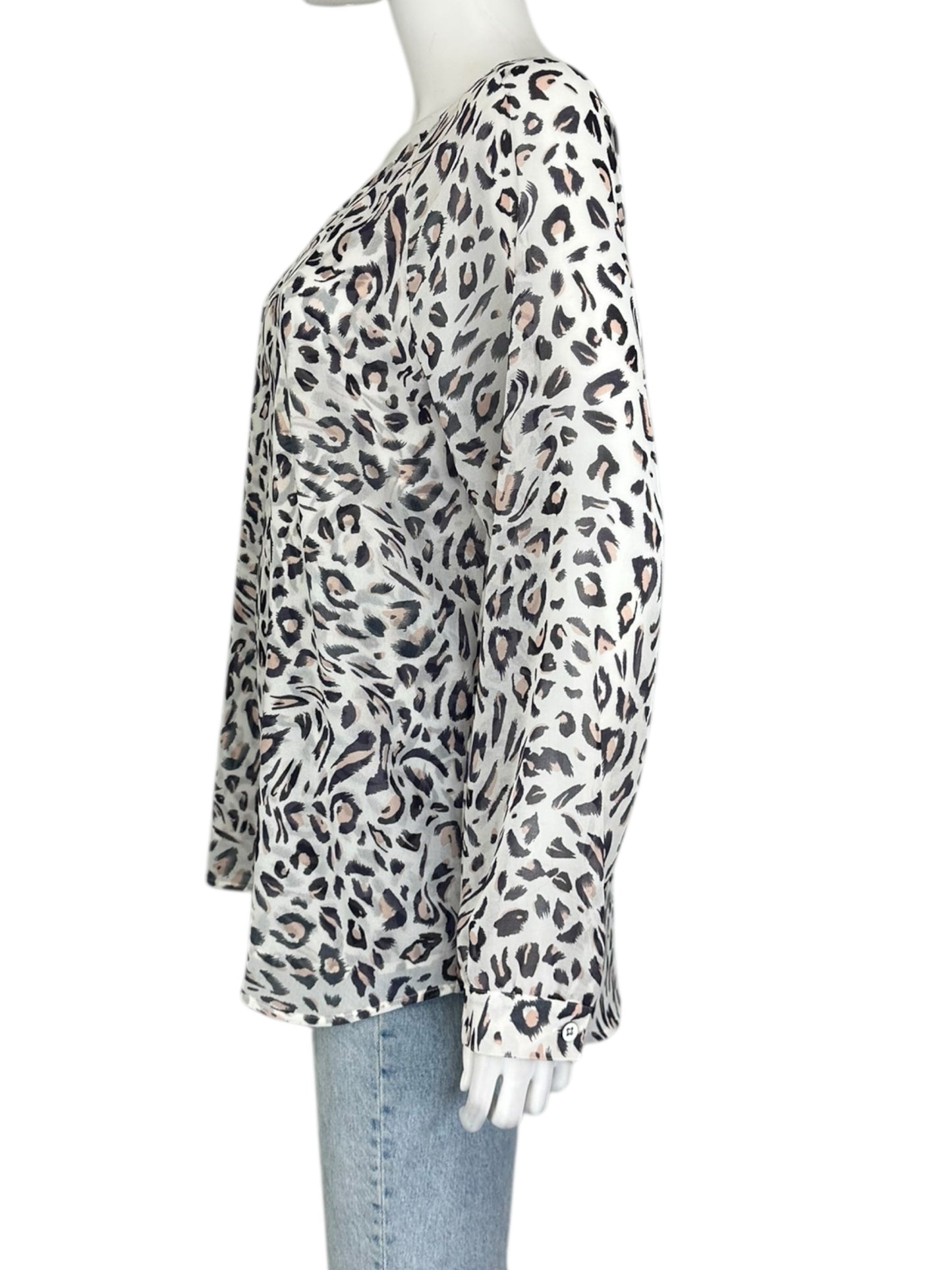 Cabi Glamour Leopard Print Blouse Size M