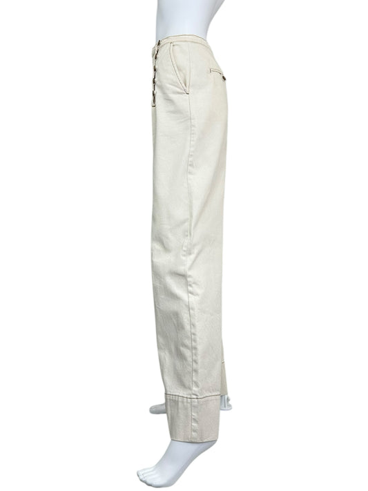 Tory Burch Cream Twill High Waisted Wide Leg Pants Size 6