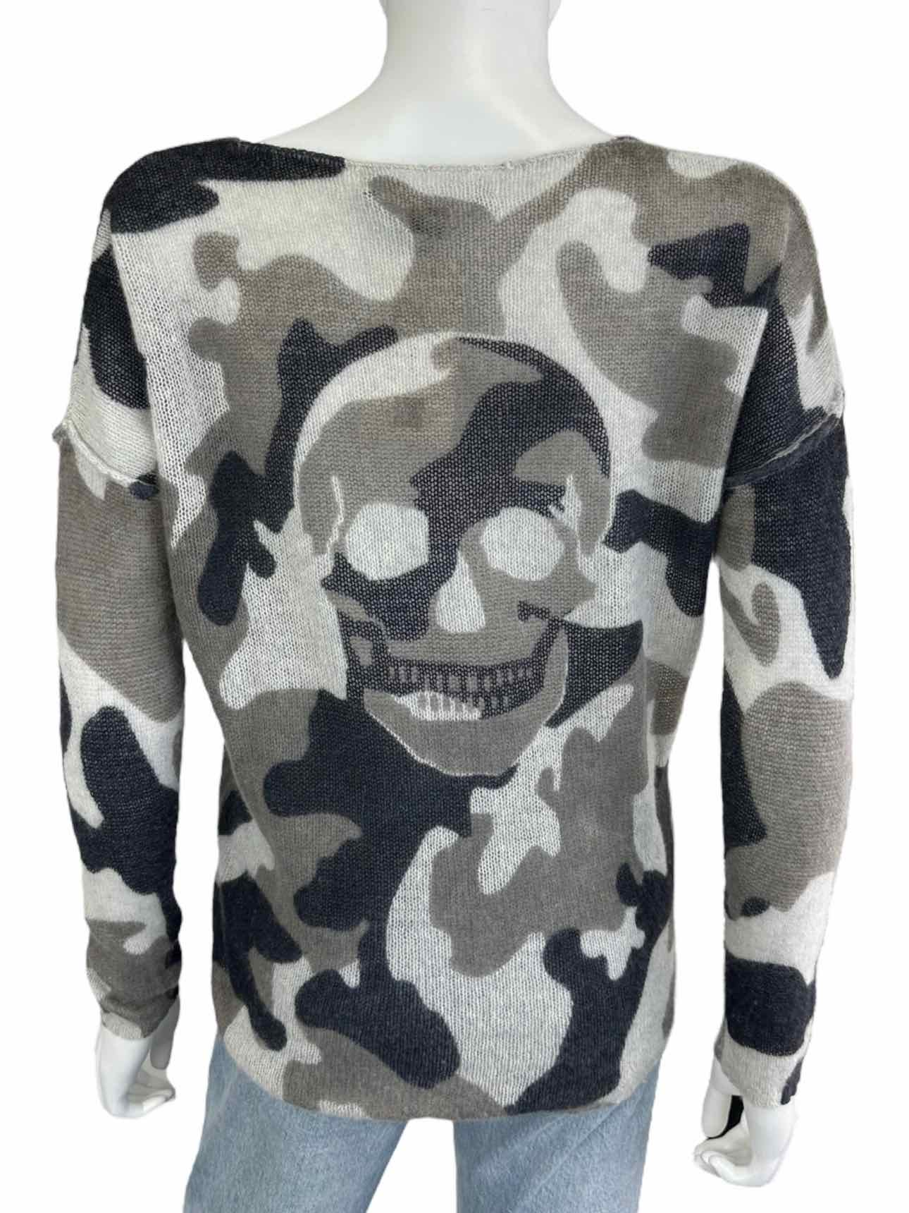 SKULL CASHMERE Gray Camoflauge Cashmere Sweater Size S