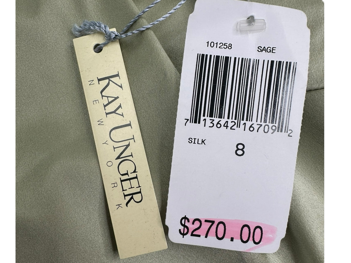 Kay Unger NWT Green Silk Cocktail Dress Size 8