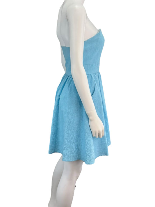 Lauren James NWT Aqua Strapless Seersucker Sundress Size S
