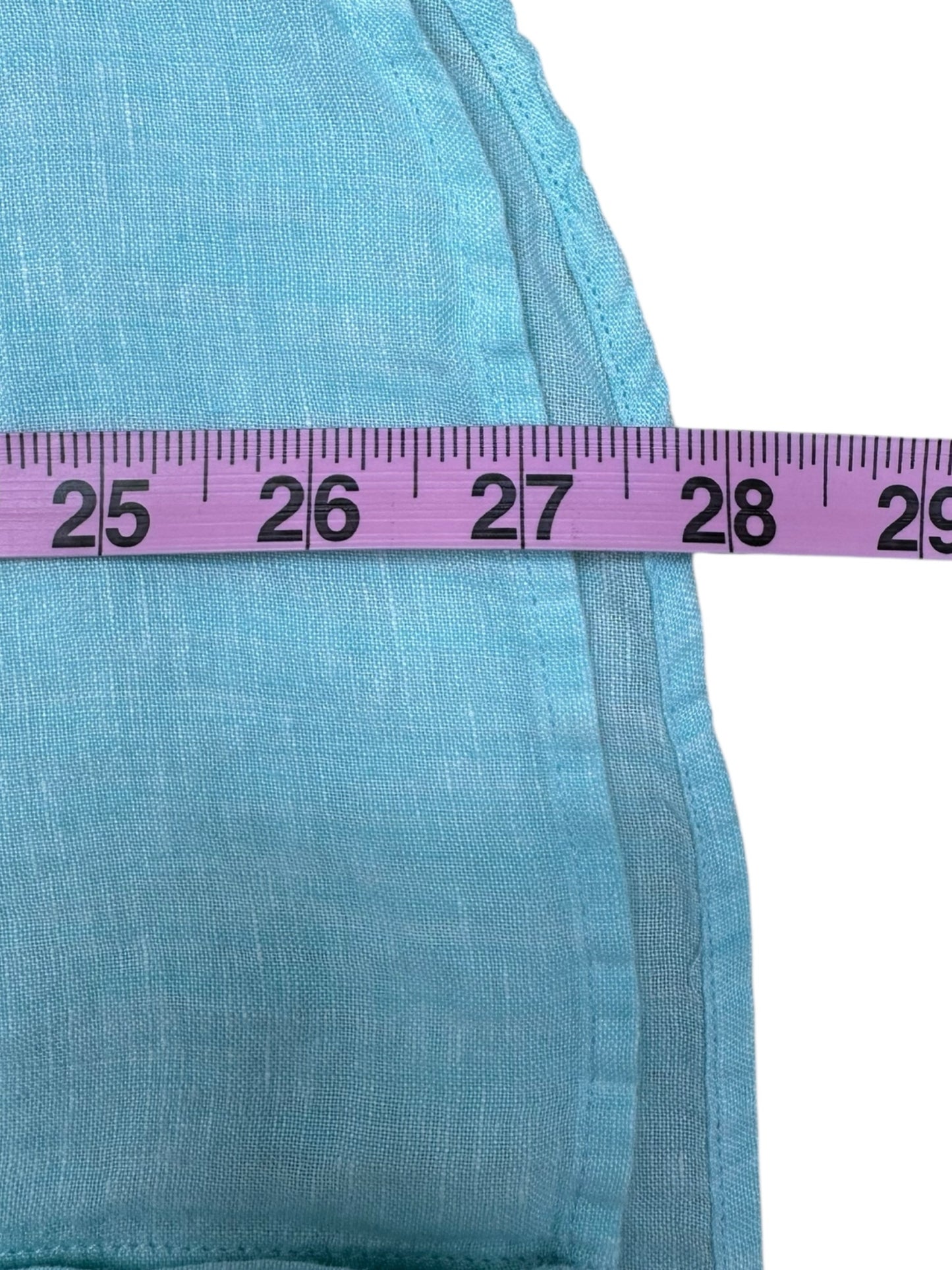 Talbots 100% Linen Aqua Button-Down Shirt Size M