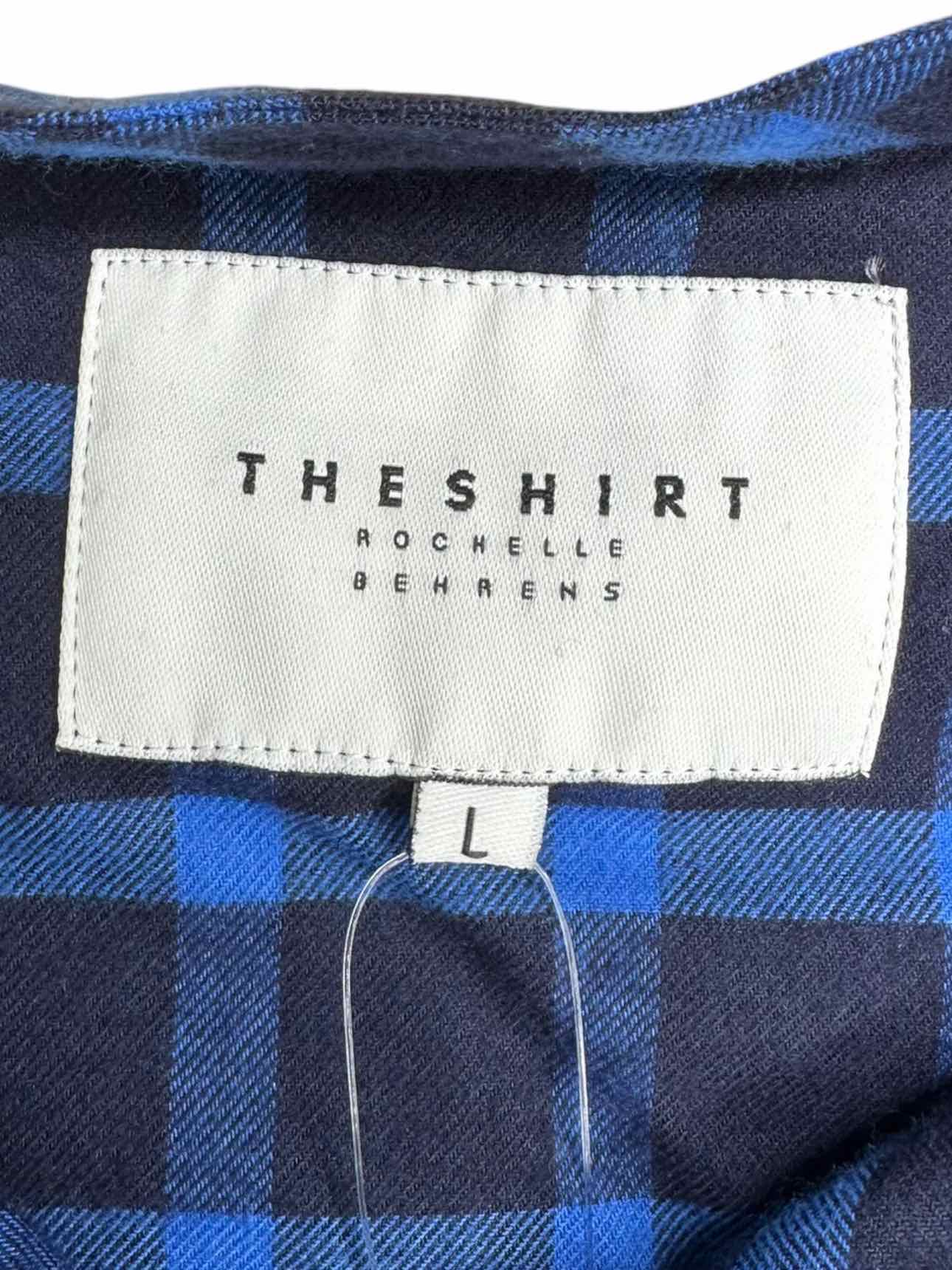 The Shirt by Rochelle Behrens Blue Plaid Blouse Size L