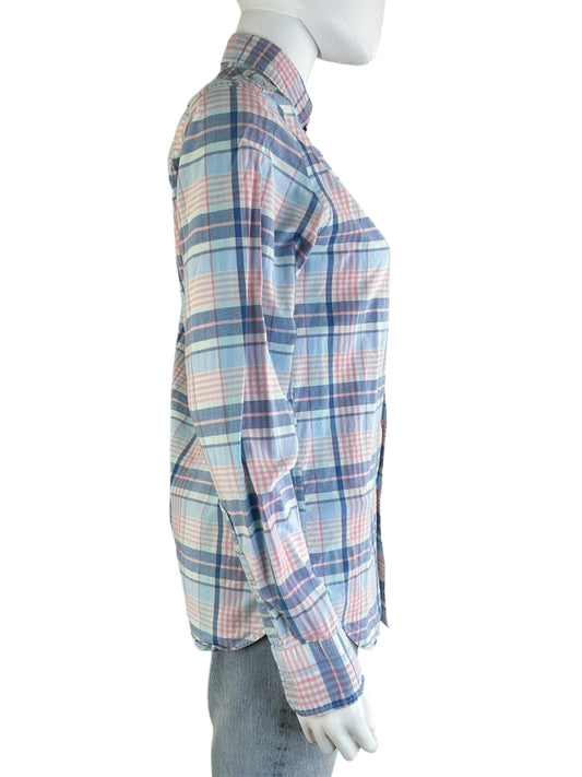 J. Crew Pink and Blue Plaid Button-Down Size XS