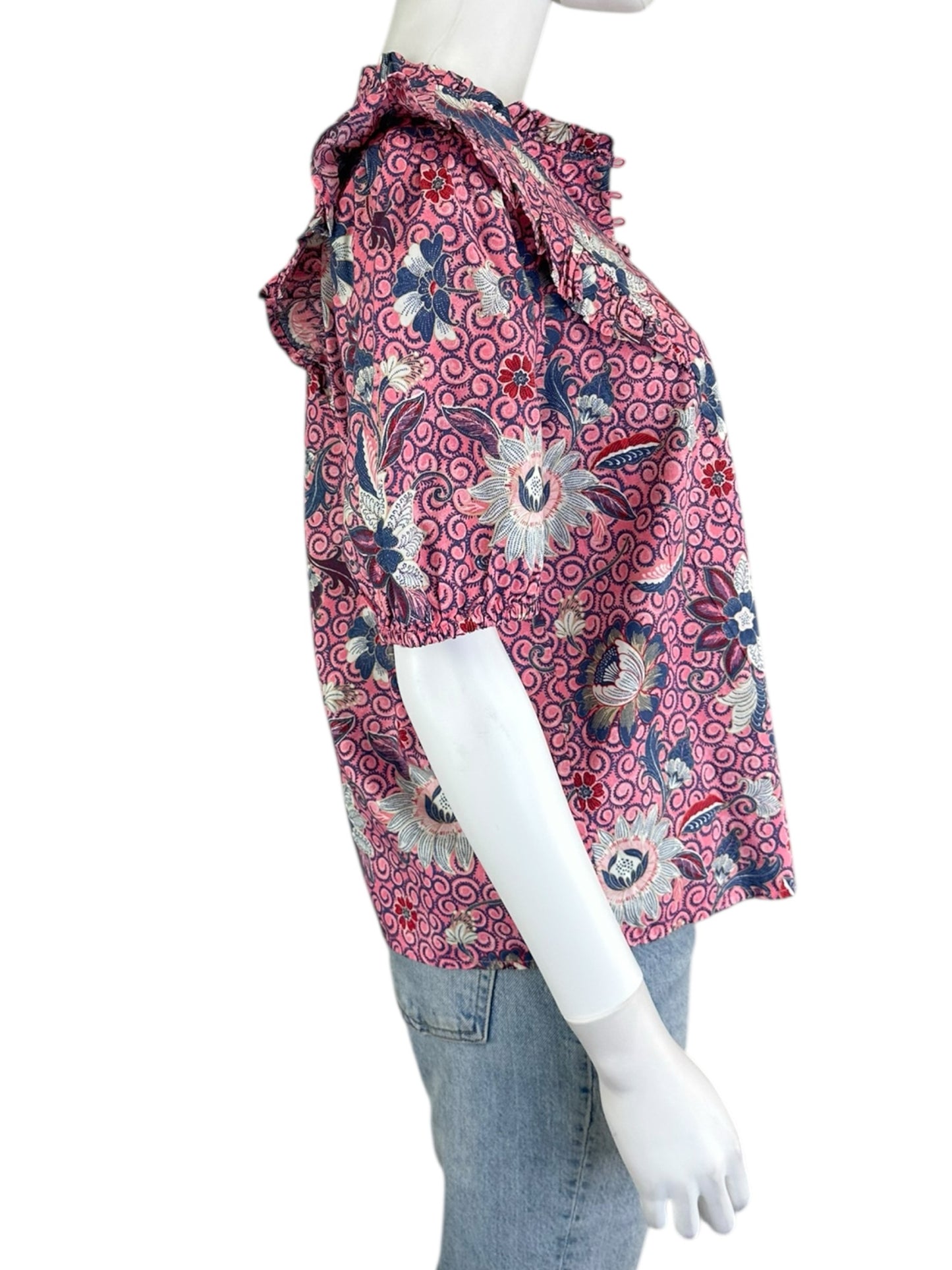 LOFT Pink And Blue Blouse Size XS
