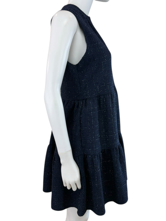 AMANDA UPRICHARD Navy Tweed Cocktail Dress Size S