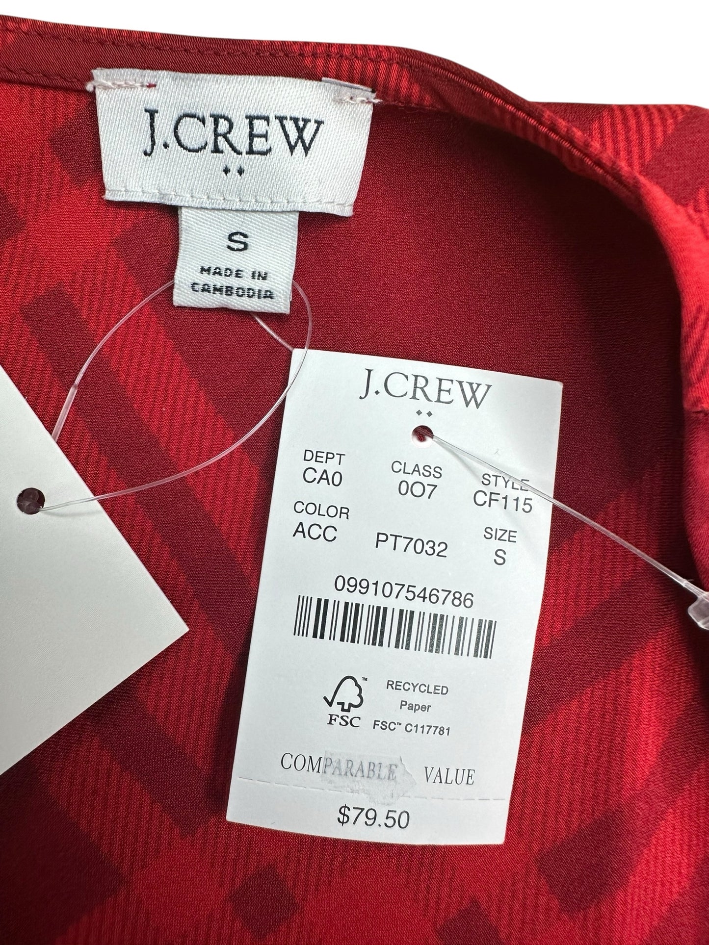 J. Crew NWT Red Plaid Tank Size S