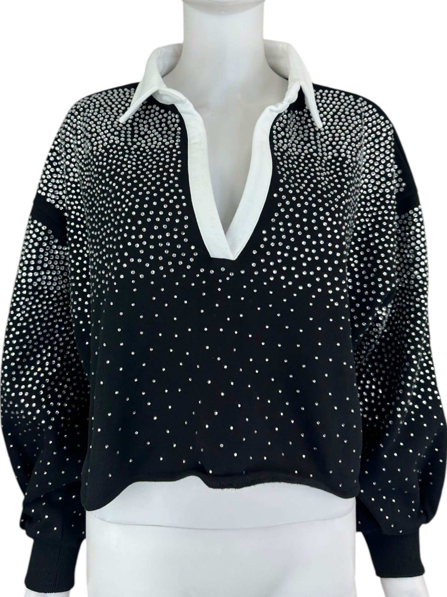 Queen of Sparkles Black Rhinestone Two Piece Set Size XS