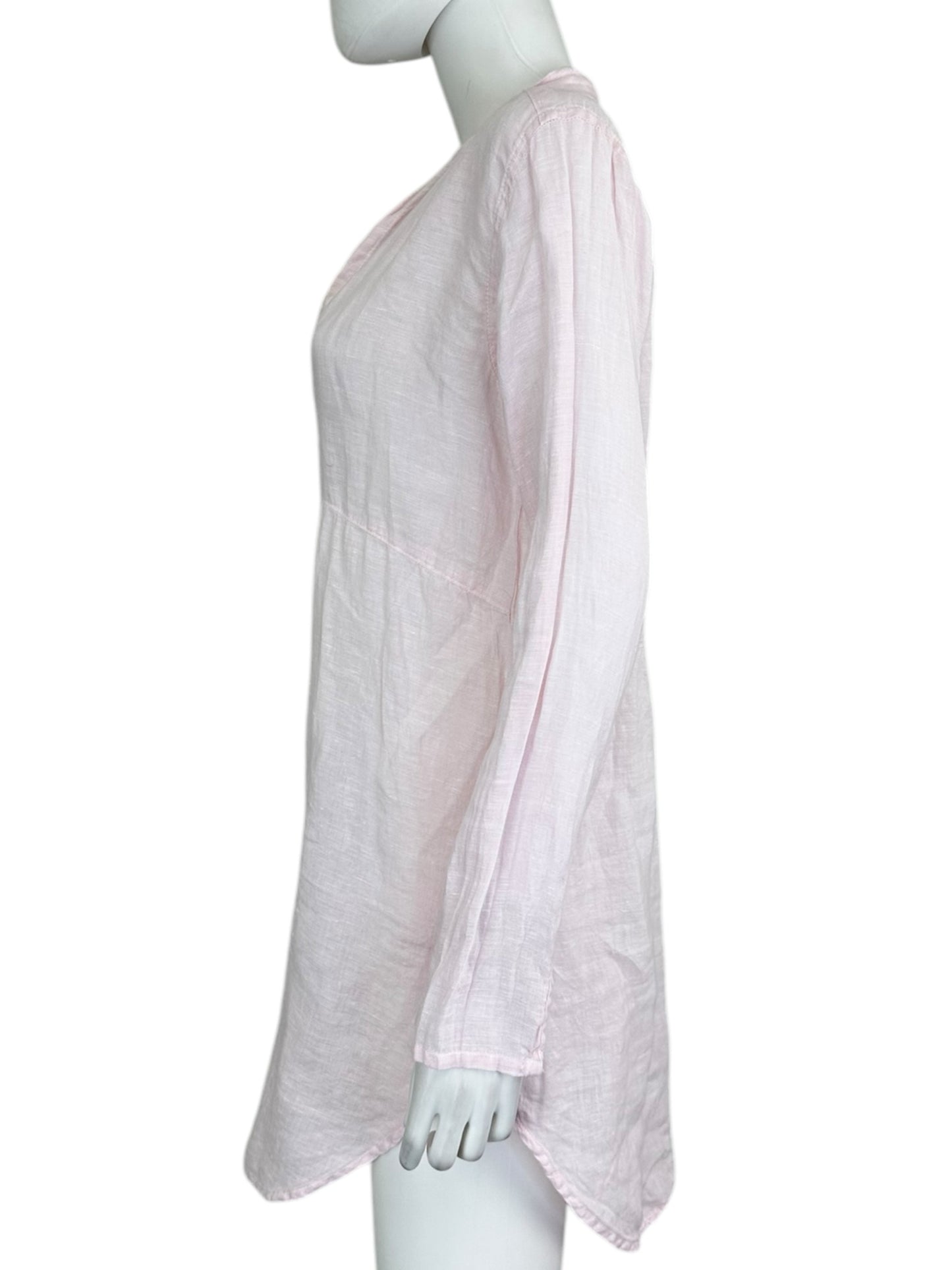 cp shade Light Pink Linen Long Sleeve Shirt Dress Size XS