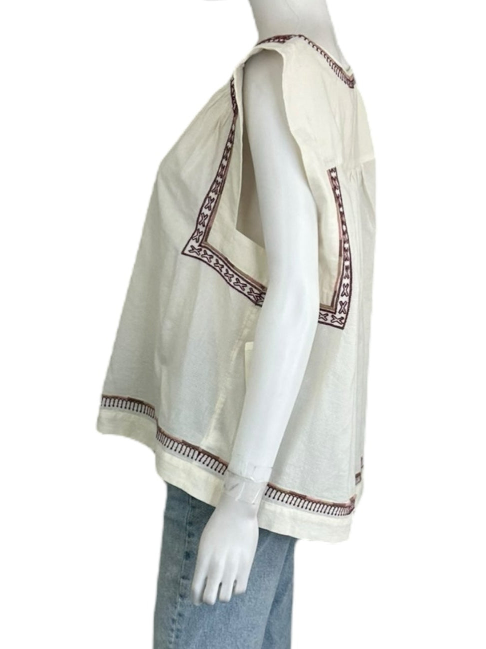 Lucky Brand NWT Cream Embroidered Blouse Size XL