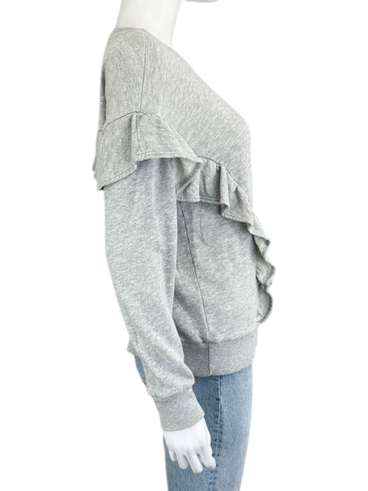 joie Gray Ruffle Knit Top Size S