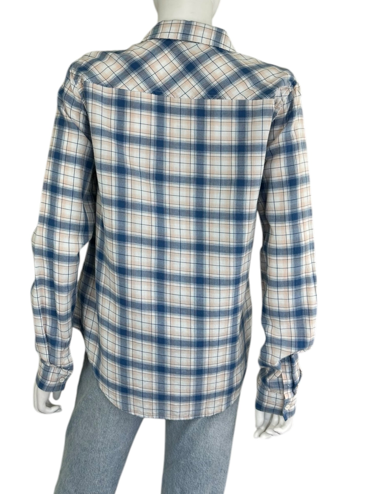 PAIGE 100% Cotton Blue Plaid Button-Down Size M