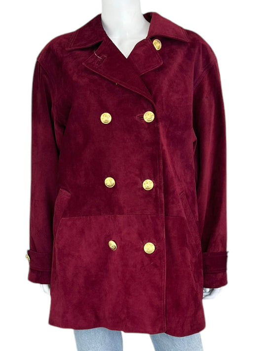 Danier NWT Burgundy Leather Suede Coat Size M